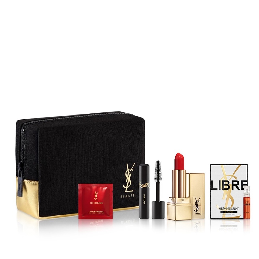 YSL cosmetics bag and goodies